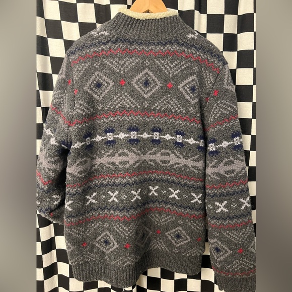 LL Bean Wool Sherpa Zip Up Sweater Jacket - Picture 9 of 11